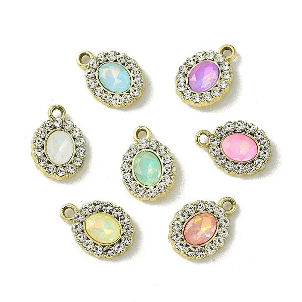 UV Plating Alloy with Mixed Color Glass Rhinestone Pendants