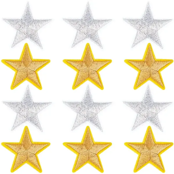 20Pcs 2 Colors Star Computerized Embroidery Cloth Iron on/Sew on Patches
