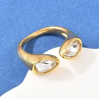 304 Stainless Steel with Glass Cuff Open Rings