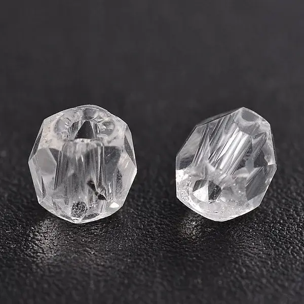 Faceted Transparent Glass Round Beads