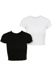 Women's T-shirt Cropped Rib 2-Pack black/white