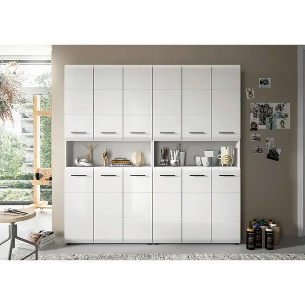 MID.YOU VYSOKÁ SKŘÍŇ, vysoce lesklá bílá, bílá, 180/185/30 cm