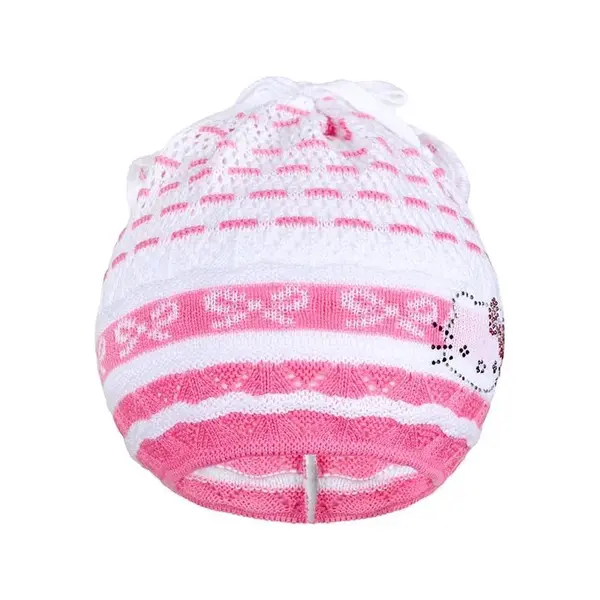 New Baby Pletená čepička-šátek  kočička růžová, vel. 104 (3-4r)