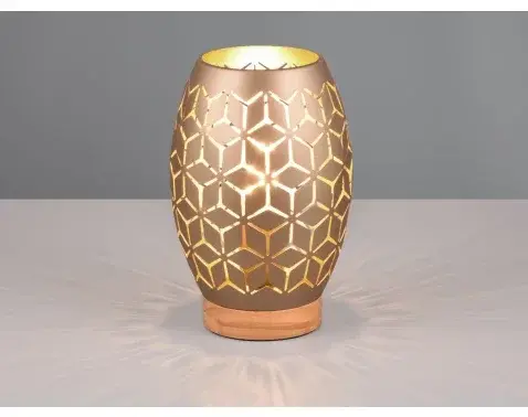 Stolová lampa Bidar 21 cm, medený kov/drevo%