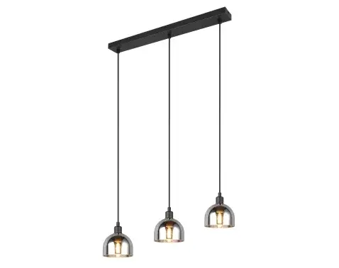 Závesné stropné osvetlenie Molly, čierna/chrómované sklo%