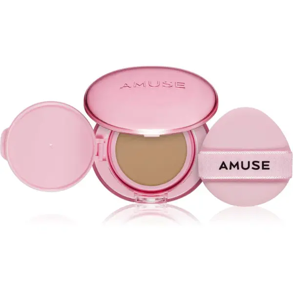 AMUSE Dew Power Vegan Cushion dlouhotrvající make-up v houbičce pro rozjasnění a vyhlazení pleti odstín 04 Tan 15 g