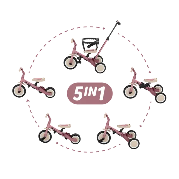 PETITE&MARS Tříkolka 5v1 Turbo Dusty Rose