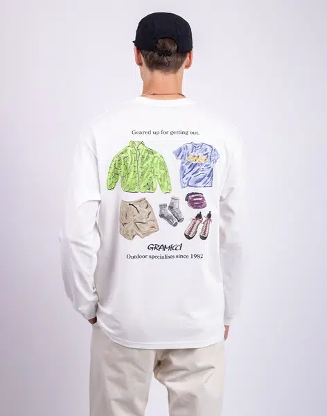 Tričko Gramicci Geared Up L/S Tee WHITE