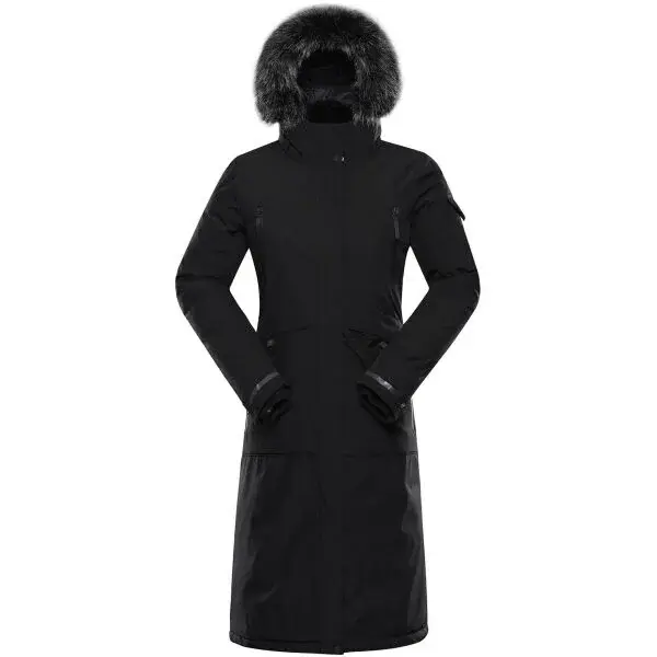 ALPINE PRO WUSSA Dámský zimní kabát, černá, velikost