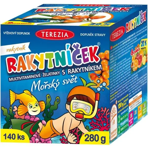TEREZIA RAKYTNÍČEK MULTIVITAMINOVÉ ŽELATINKY S RAKYTNÍKEM 140 KS Dětské multivitaminy, , velikost