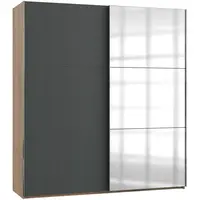 MID.YOU SKŘÍŇ S POSOUVACÍMI DVEŘMI, barvy grafitu, barvy dubu, 200/216/65 cm