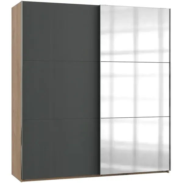 MID.YOU SKŘÍŇ S POSOUVACÍMI DVEŘMI, barvy grafitu, barvy dubu, 200/216/65 cm