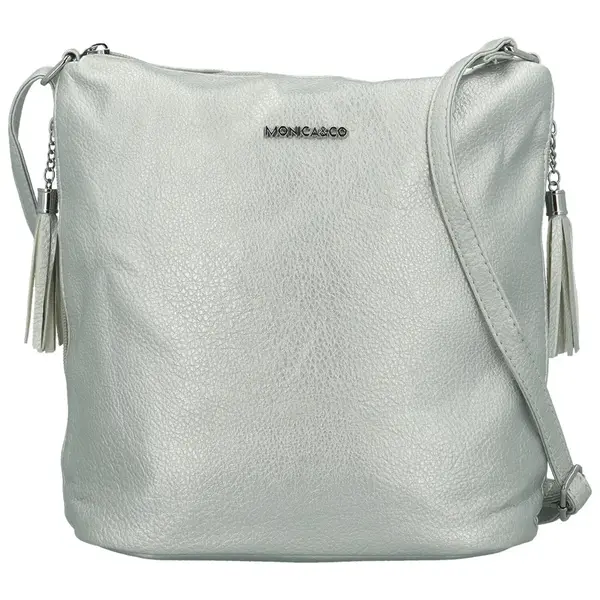 Trendy dámská koženková crossbody kabelka Edmundo, stříbrná