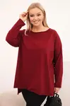 Asymetrická dámská halenka Plus Size bordó