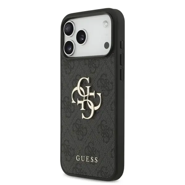Zadní kryt Guess PU 4G Metal Logo pro Apple iPhone 17 Pro Max, šedá