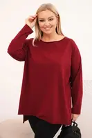 Asymetrická dámska blúzka Plus Size bordová