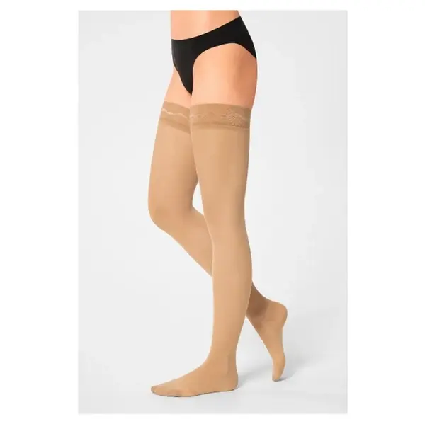 MAXIS RELAX PREMIUM Stehenní punčochy s krajkou light nude, Velikost: L