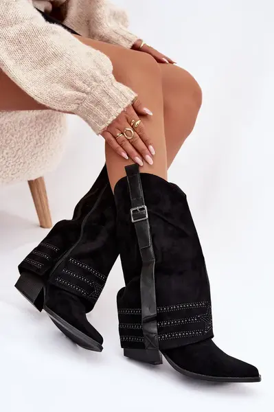 Dámske kovbojské čižmy s ozdobou a prackou