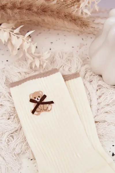 Dámské pruhované ponožky s medvídkem