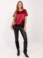 Bordová saténová halenka s krajkou