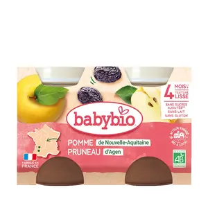 BABYBIO Jablko se sušenou švestkou 2x130 g
