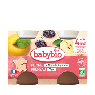 BABYBIO Jablko se sušenou švestkou 2x130 g
