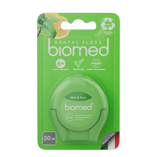 BIOMED Expandující zubní nit Máta a yuzu 50 m