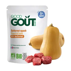 GOOD GOUT Máslová dýně s jehněčím masem BIO 190 g, poškozený obal