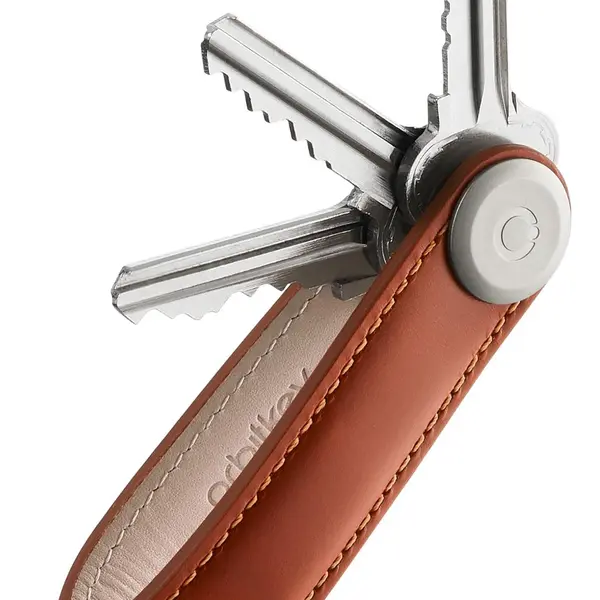 Klíčenka Orbitkey Leather Cognac with Tan Stitching