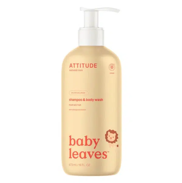 ATTITUDE Baby leaves dětské tělové mýdlo a šampon 2 v 1 s vůní hruškové šťávy 473 ml