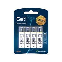 Baterie AA (LR6) alkalická GETI 1,5V Blistr 4ks