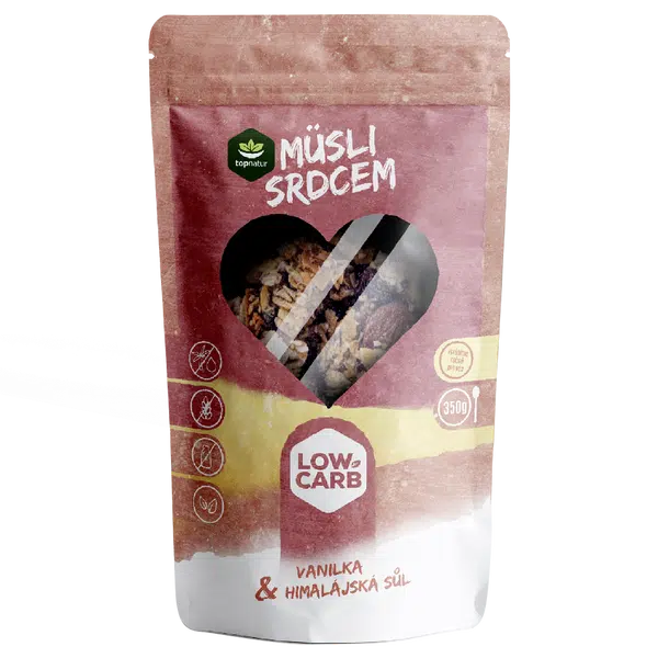 TOPNATUR Low carb müsli srdcem vanilka a himalájská sůl 350 g