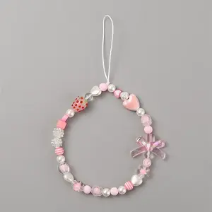 Resin Beaded Mobile Phone Lanyard Wrist Strap