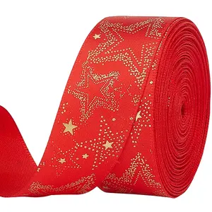 10 Yards Gold Stamping Star Polyester Printed Ribbon