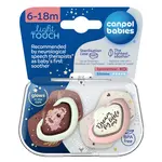 CANPOL BABIES Set symetrických silikonových dudlíků Light touch 6 - 18 m sleepy koala růžový