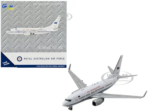 Boeing 737-700 Aircraft "Royal Australian Air Force" (A36-001) White with Blue Stripes "Gemini Macs" Series 1/400 Diecast Model Airplane by GeminiJet