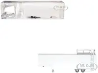 Race Horse Transport Trailer White 1/87 (HO) Plastic Model by Promotex