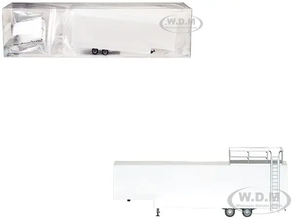 Race Horse Transport Trailer White 1/87 (HO) Plastic Model by Promotex