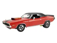 1970 Dodge Challenger R/T "Dodge Fever" Bright Red with Black Stripes and Black Vinyl Top Limited Edition to 588 pieces Worldwide 1/18 Diecast Model