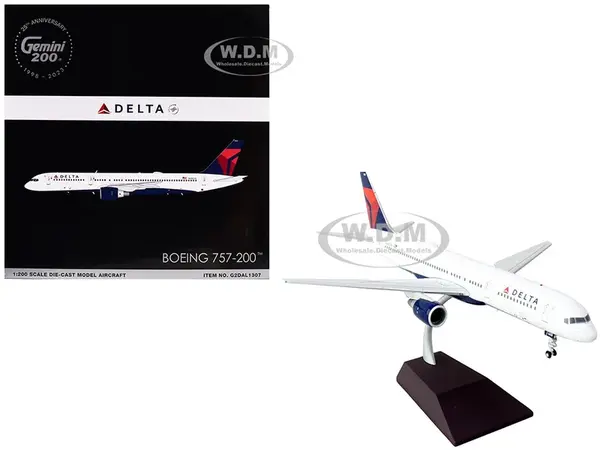 Boeing 757-200 Commercial Aircraft "Delta Air Lines" (N683DA) White with Red and Blue Tail "Gemini 200" Series 1/200 Diecast Model Airplane by Gemini