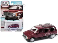 1985 Dodge Caravan Van Crimson Red and Black "Mighty Minivans" Series 1/64 Diecast Model Car by Auto World