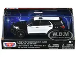 2022 Ford Police Interceptor Utility Black and White Unmarked "Law Enforcement and Public Service" Series 1/43 Diecast Model Car by Motormax