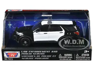 2022 Ford Police Interceptor Utility Black and White Unmarked "Law Enforcement and Public Service" Series 1/43 Diecast Model Car by Motormax