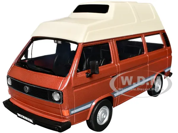 Volkswagen Type 2 (T3) Camper Van Brown Metallic with Cream Top 1/24 Diecast Model Car by Motormax