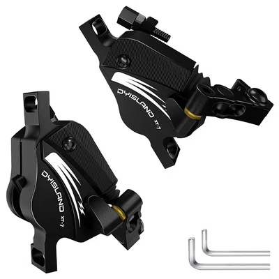 DYISLAND XT-7 Hydraulic Disc Brakes Calipers Cable Actuated Front & Rear Brake for MTB / Road Bike / Electric Bike - Black