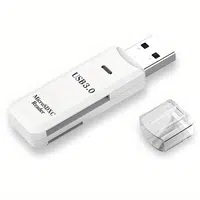USB 3.0 SD Card Reader 5Gbps Transmission Speed for TV Laptop Computer Camera - White