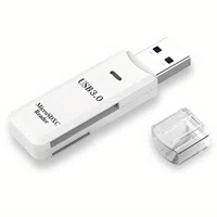 USB 3.0 SD Card Reader 5Gbps Transmission Speed for TV Laptop Computer Camera - White