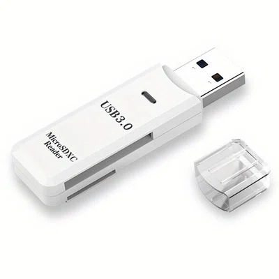 USB 3.0 SD Card Reader 5Gbps Transmission Speed for TV Laptop Computer Camera - White
