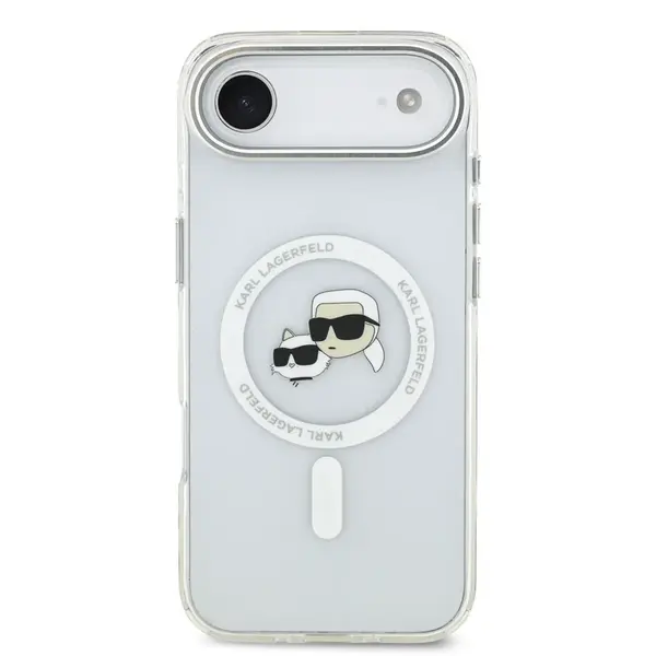 Zadní kryt Karl Lagerfeld IML K&CH Heads Metal Frame MagSafe pro Apple iPhone Air, transparentní
