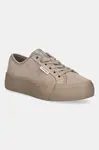 Semišové tenisky Calvin Klein VULC FLATF LACE UP SUE/WL CK béžová barva, YW0YW02000